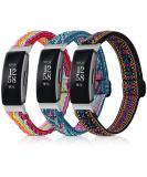 3 Pack Adjustable Fitbit Inspire 2 Bands - Ethnic Blue, Arrow Green, Red | Compatible with Fitbit Inspire HR/Inspire - Soft Loop Nylon Fabric Straps for Women/Men - Buy Online on GoSupps.com
