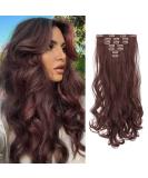 Feshfen Clip In Hair Extensions Set - 16 Clips Wavy Synthetic Hair - Dark Brown 50cm - Easy-to-Use Hair Part Extensions for Women - Buy Online on GoSupps.com