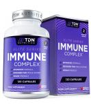 Immune Support Supplement - 120 Capsules - Vitamin C, Zinc, Selenium, Elderberry, Ginger, Turmeric - UK Formulated - Buy Online on GoSupps.com