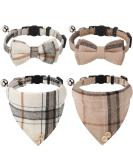 Plaid Bow Tie Cat Collar Set with Bell - 4 Piece Breakaway Bandana & Bowtie for Pet Kittens and Puppies - Buy Online on GoSupps.com