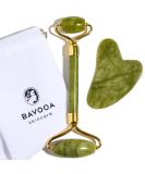 Authentic Jade Roller and Gua Sha Set - Reduce Puffiness and Wrinkles, Spa Grade Facial Massager for Natural Glow - Buy Online on GoSupps.com