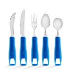 Special Supplies Adaptive Utensils Set - Non-Weighted, Non-Slip Handles for Hand Tremors, Arthritis, Parkinson's or Elderly Use - Stainless Steel Cutlery Set - Blue - Buy Online on GoSupps.com