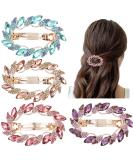 inSowni 4 Pack Gold Glitter Sparkly Jeweled Gems Leaf Metal French Barrettes - Hair Clips for Women Girls - Buy Online on GoSupps.com