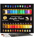 Acrylic Paint Set 24 Colors (0.41oz/12ml) Kit for Artists & Beginners - Non-Toxic Craft Paints for Paper, Canvas, Wood, Ceramic, Fabric - Includes 3 Brushes - Buy Online on GoSupps.com