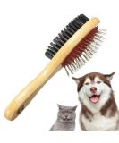 Wooden Dog Brush for Grooming Double Sided Pet Hair Grooming Brushes Shedding Messaging & Cleaning 2 in 1 Pin & Bristle Soft Dogs Comb Brush for Dogs & Cat Long or Short Haired - Buy Online on GoSupps.com