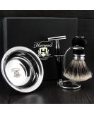 Proper Men's Razor Set | DE Razor Plane Splitterspitze Hair Brush & Stainless Steel Bowl - Premium Shaving Essentials - Buy Online on GoSupps.com