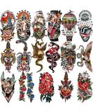 Yazhiji 77 Sheets Waterproof Temporary Tattoos for Men and Women - Half Arm Wolf, Peony, Butterfly, Snake Designs with Bonus 60 Sheets of Tiny Flower Tattoos for Kids - Buy Online on GoSupps.com
