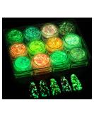 Glow in The Dark Body Face Glitter Gel, 12 Colors Luminous Iridescent Chunky Glitter, Self-Adhesive UV Black Light Glitter for Body/Face/Hair/Eyeshadow, Glitter for Carnival Party Halloween Makeup - Buy Online on GoSupps.com