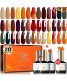 Modelones 20 Colors Gel Nail Polish Kit - Fall Winter Soak Off Set with Glitter Glossy & Matte Top Coats for DIY Manicure at Home A-1 Cozy Campfire - Buy Online on GoSupps.com