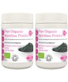 PINK SUN Organic Spirulina Powder 1kg (500g x 2) - Gluten Free, Non GMO, Certified Organic for Vegetarians/Vegans - Soil Association Approved, Bulk Size - Buy Online on GoSupps.com