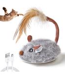 Vealind Cat Toy Electric Toy Mouse Toy Mice for Cat with Feather Tail Interactive Toy Mouse with USB Cable (Gray) - Buy Online on GoSupps.com