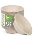 Ecovita 16 oz 100% Compostable Paper Bowls - Pack of 150 | Eco-Friendly & Sturdy Disposable Bowls - Tree Free, Liquid & Heat Resistant - Buy Online on GoSupps.com