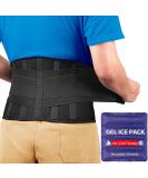 FEATOL Gel Pack Back Brace Lumbar Support for Back Pain Relief - Heat & Ice Gel Pack - Large/X-Large Size - Black - Buy Online on GoSupps.com