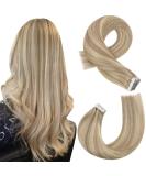 Moresoo Blonde Highlight Tape in Hair Extensions | Dark Honey Blonde & Medium Blonde Remy Hair | 18 Inch, 20 Pieces/50g | #16/22 - Buy Online on GoSupps.com