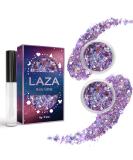 Laza Body Glitter - 2 Jars Iridescent Sequins & Glitter Glue for Eyeshadow Face Paint & Festival Looks | Colorful Purple Hair Accessories & Party Costumes - Buy Online on GoSupps.com