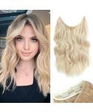 Ms TAj Blonde Halo Hair Extensions 12inch with Adjustable Size Removable Clips Synthetic Short Secret Invisible Hair Extension One Piece Curly Hair Pieces for Women 12 Inch Bleach Blonde - Buy Online on GoSupps.com