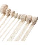 40 Yards Vintage Cotton Lace Trim Ribbon | Scalloped Edge for Bridal Wedding Decoration | DIY Sewing Craft Supply - 5 Yards x 8 Styles - Beige Color - Buy Online on GoSupps.com