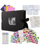 JMJE DIY Craft Paper Photo Album | Handmade Scrapbook Set for Wedding, Graduation, Travel | 80 Pages with Metal Pen | Black Window - Buy Online on GoSupps.com