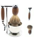 Vintage Shaving Set for Men | Complete Old Style Razor Brush & Stainless Steel Holder - Buy Online on GoSupps.com