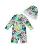 UPF 50+ Green Flower Baby Girls Swimsuit with Snap Bottom | 12-18 Months - Buy Online on GoSupps.com