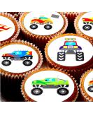 24 Monster Truck pre-cut edible kids childrens party decorations cupcake wafer toppers - Buy Online on GoSupps.com