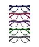 Opulize Pop Reading Glasses 5 Pack - Stylish Round Frames with Spring Hinges | Scratch-Resistant +2.50 Diopters in Blue Pink Purple Green & Gray for Men & Women - Buy Online on GoSupps.com