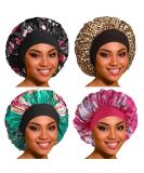 Satin Bonnet Silk Bonnet Hair Bonnet for Sleeping- 4 Pack Bonnets for Black Women with Wide Elastic Band for Curly Hair Set Z - Buy Online on GoSupps.com