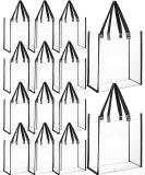 12 Pack Clear Stadium Approved Tote Bags with Handles - 12x12x6 Inch Transparent Plastic Bags for Work, Sports, Concerts - Buy Online on GoSupps.com