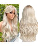 Wokestar Long White Blonde Wig for Women - Synthetic Hair with Curtain Fringe - Buy Online on GoSupps.com