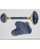 Jade Roller Gua Sha Set Natural Face Roller Skin Care Tools for Puffy Eyes Relief Anti Aging (Blue Aventurine) - Buy Online on GoSupps.com