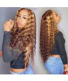 BLY 32 Ombre Highlight Lace Front Wig - Deep Wave #427 Human Hair, Pre-Plucked, Glueless, 180% Density - Buy Online on GoSupps.com