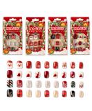Noverlife 96PCS Winter Holiday Squoval False Nails Kit - Festive Acrylic Nail Tips with Nail Glue for Women & Girls - Buy Online on GoSupps.com