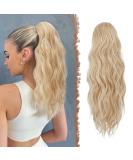 FESHFEN Synthetic Curly Drawstring Ponytail Extension - 18 Honey Blonde Mix Platinum Blonde Hairpiece for Women - Buy Online on GoSupps.com