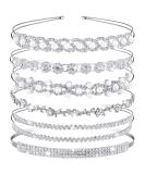 6 Pieces Rhinestones Wedding Headbands Crystal Flower Girl Leaves Crown Headband Tiara Women's Faux Pearl Rhinestones Princess Hairband Headdress for Bride Bridesmaids Wedding Party (Chic Pattern) - Buy Online on GoSupps.com