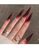 Buy BABALAL Long Stiletto Press on Nails - Red Gradient Acrylic Fake Nails | 24Pcs Goth Almond Manicure for Women & Girls - Buy Online on GoSupps.com