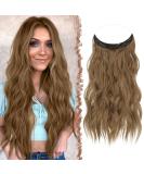 FESHFEN Invisible Wire Hair Extensions with Transparent Wire Adjustable Size with 2 Secure Clips Synthetic Hair Piece Long Wavy Secret Headband Hairpieces for Women 20 inch Golden Brown Mixed - Buy Online on GoSupps.com