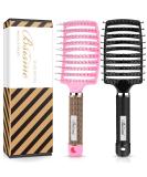 Curved Vented Hair Brush Set for Women Men Kids - Professional Styling for Wet Dry Curly Straight Hair - Fast Blow Drying - Pink+ Black - Buy Online on GoSupps.com