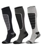 Merino Wool Ski Socks, Cold Weather Socks for Snowboarding, Snow, Winter, Thermal Knee-high Warm Socks, Hunting X-Large Black Dark Grey Grey (3 Pairs) - Buy Online on GoSupps.com