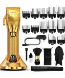 OVLUX Professional Hair Clippers for Men - Cordless Beard Grooming Kit with Clipper Guards | Full-Metal Body, Charging Base | Ideal for Barbers | Gifts for Men - Gold - Buy Online on GoSupps.com
