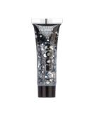 Classic Chunky Face & Body Glitter Gel by Moon Glitter - Silver - Cosmetic Festival Glitter Face Paint for Face Body Hair Nails - 12ml - Buy Online on GoSupps.com