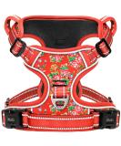 Heele Dog Crockery & Reflective No-Pull Harness for Small Dogs - Adjustable Padded Breast Harness & Dish in XS Flower Red - Buy Online on GoSupps.com