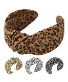 QIANXUAN Cheetah Print Knotted Headbands for Women - Set of 4 Leopard Top Knot Fabric Hairbands - Buy Online on GoSupps.com
