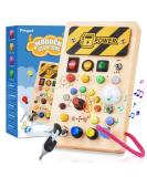 PMGud Montessori Busy Board - Educational Activity Toy for Babies & Toddlers | 8 Switches 15 LED Lights Music Sensory | Montessori Wooden Toys from 1 Year - Buy Online on GoSupps.com