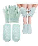 Moisturizing Gel Socks & Gloves Set for Cracked Feet Repair | Reusable Spa Foot Care - Green - Buy Online on GoSupps.com