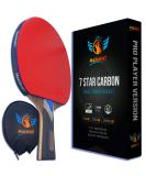 MaxMVMT Ping Pong Paddle - Carbon Fiber Racket with 7 Ply Blade - Premium ITTF Rubber - Wristband & Case Included - Buy Online on GoSupps.com