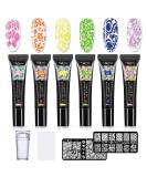 Mobray Nail Stamping Polish Gel Set - 6 Colors 8ml each with Scraper Tool for Women and Girls - Nail Art Design Kit in Blue, Purple, Orange, Green, Pink, Yellow - Buy Online on GoSupps.com