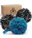 Exfoliating Bath Puffs Shower Loofah Sponge - Large Mesh Body Poufs for Men and Women - Soft and Gentle Skin Exfoliation - 3 Pack XL 75g - Black - Buy Online on GoSupps.com