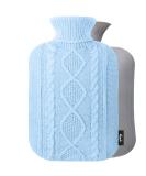 Qomfor Hot Water Bottle with Cover - 1.8L Large - Premium Hot Water Bag with Knitted Sweater Cover - Great for Cramps, Pain Relief & Cozy Nights - Water Heating Pad - Feet & Bed Warmer - Baby Blue - Buy Online on GoSupps.com