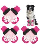 Eyein Dog Socks - 3 Pairs Double-Sided Anti-Slip Soft Dog Socks with Adjustable Velcro - Pfot Protection for Hardwood Floors - Pink Size L - Buy Online on GoSupps.com