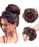 Buy Silk-Co Hair Part with Rubber Band | Wavy Soft Hair Extensions for Messy Bun Updos Medium Brown & Red-Brown (35g) - Buy Online on GoSupps.com